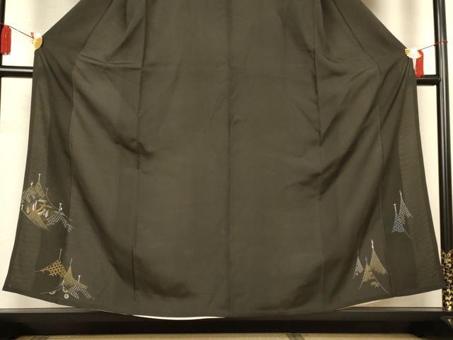 平和屋着物＊夏物　黒留袖　絽　風景吉祥文　金彩　正絹　逸品　AABL2641jd