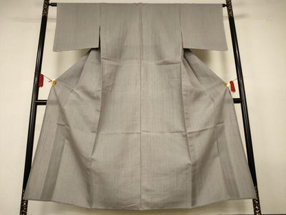 平和屋着物＊夏物　生紬　紗　縞　正絹　逸品　AABL2642jd