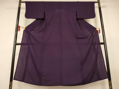 平和屋着物＊夏物　色無地　霞紋紗　黒紅色　正絹　逸品　AABL2643jd