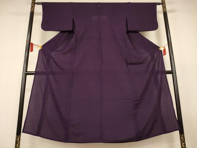 平和屋着物＊夏物　色無地　霞紋紗　黒紅色　正絹　逸品　AABL2643jd