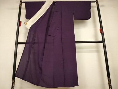 平和屋着物＊夏物　色無地　霞紋紗　黒紅色　正絹　逸品　AABL2643jd