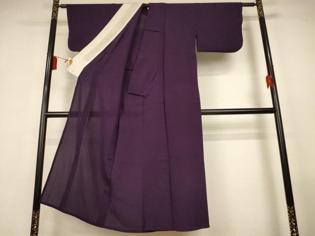 平和屋着物＊夏物　色無地　霞紋紗　黒紅色　正絹　逸品　AABL2643jd