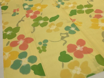 平和屋着物＊夏物　小紋　絽　舞花文　正絹　逸品　AABL2646jd