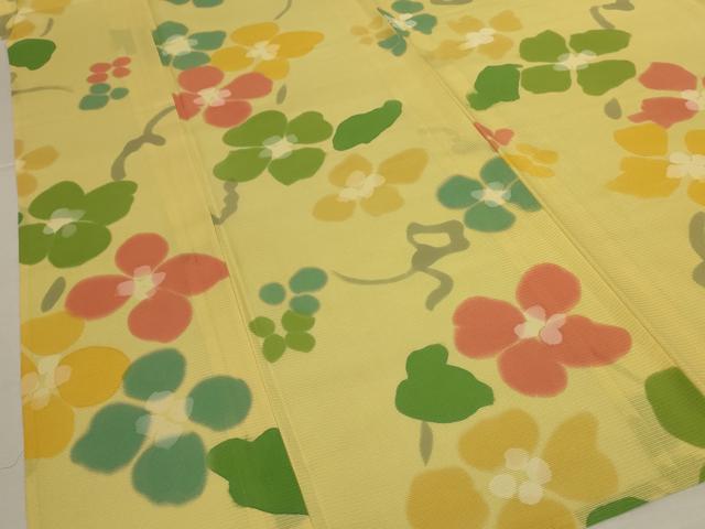 平和屋着物＊夏物　小紋　絽　舞花文　正絹　逸品　AABL2646jd