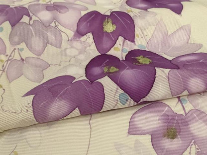 平和屋着物＊夏物　訪問着　絽　手描き　蔦の葉文　金銀彩　正絹　逸品　AABL2648jd