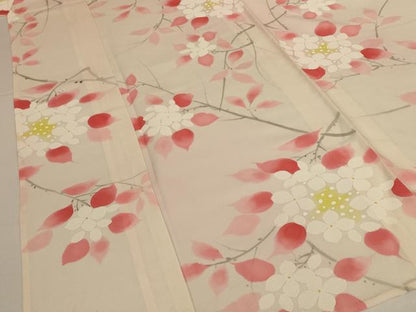 平和屋着物＊夏物　小紋　絽　手描き　枝花文　正絹　逸品　AABL2653jd