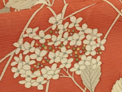 平和屋着物＊夏物　小紋　絽　草花文　正絹　逸品　AABL2654jd