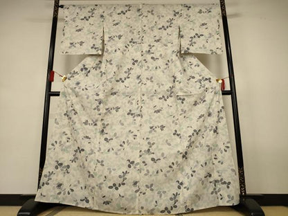 平和屋着物＊夏物　小紋　絽　萩文　銀彩　正絹　逸品　AABL2656jd