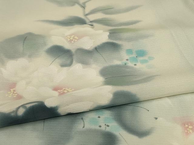 平和屋着物＊夏物　訪問着　絽　手描き　草花文　暈し染め　正絹　逸品　AABL2657jd