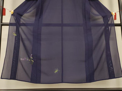 平和屋着物＊夏物　訪問着　絽　総刺繍　草花文　バッタ　正絹　逸品　AABL2660jd