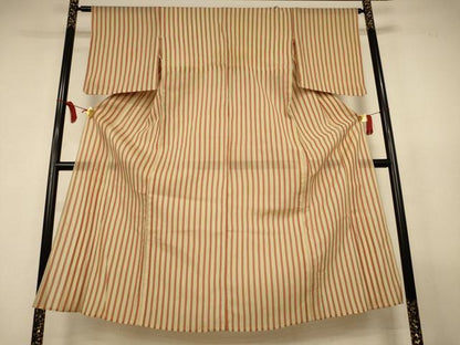 平和屋着物＊夏物　お召　紗　縞　正絹　逸品　AABL2664jd