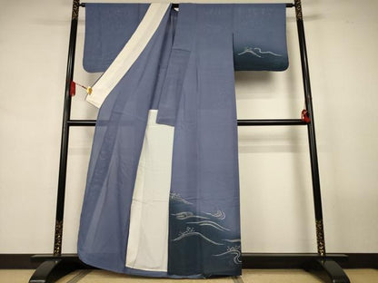 平和屋着物＊夏物　訪問着　絽　手描き　一珍染　流水文　暈し染め　正絹　逸品　AABL2671jd