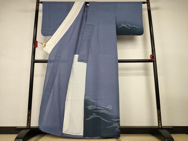 平和屋着物＊夏物　訪問着　絽　手描き　一珍染　流水文　暈し染め　正絹　逸品　AABL2671jd