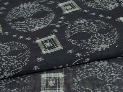 平和屋着物＊夏物　紗紬　双鶴絣文　正絹　逸品　AABL2676jd
