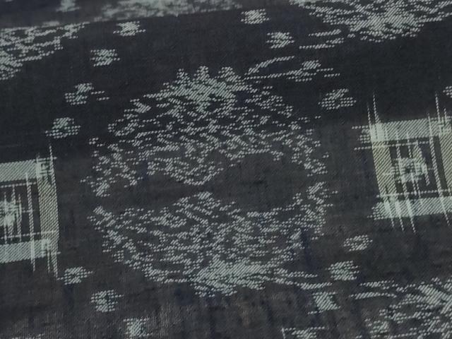 平和屋着物＊夏物　紗紬　双鶴絣文　正絹　逸品　AABL2676jd