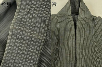 平和屋着物＊夏物　男性　本場小千谷ちぢみ　縞　高島屋扱い　キングサイズ　麻　逸品　AABL2679jd