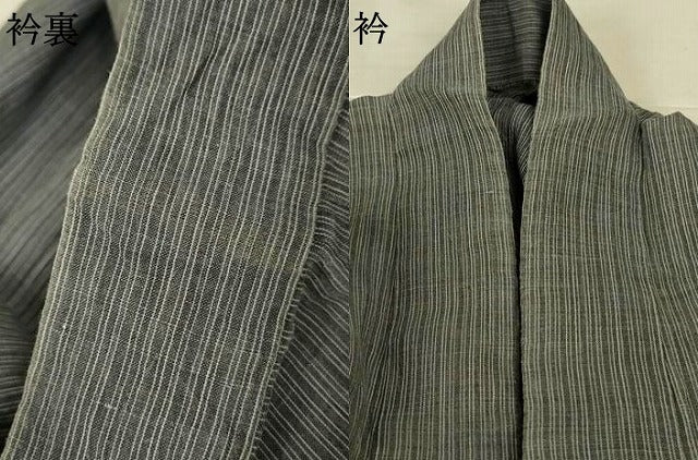 平和屋着物＊夏物　男性　本場小千谷ちぢみ　縞　高島屋扱い　キングサイズ　麻　逸品　AABL2679jd