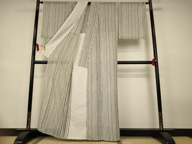 平和屋着物＊夏物　小紋　紗　縞　やまと誂製　AABL2683jd
