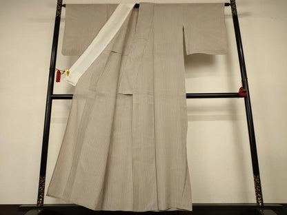 平和屋着物＊夏物　紗紬　縞　正絹　逸品　AABL2686jd