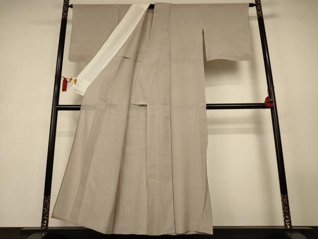 平和屋着物＊夏物　紗紬　縞　正絹　逸品　AABL2686jd