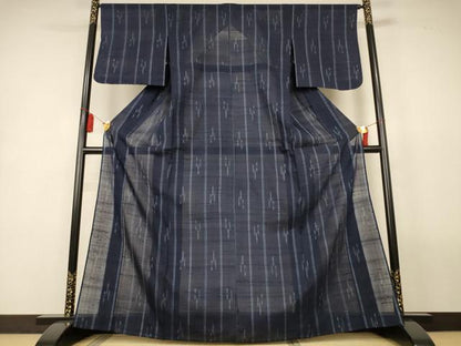 平和屋着物＊夏物　紗紬　間道　正絹　逸品　AABL2687jd