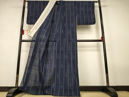 平和屋着物＊夏物　紗紬　間道　正絹　逸品　AABL2687jd