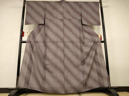 平和屋着物＊夏物　江戸小紋　絽　斜縞　正絹　逸品　AABL2689jd