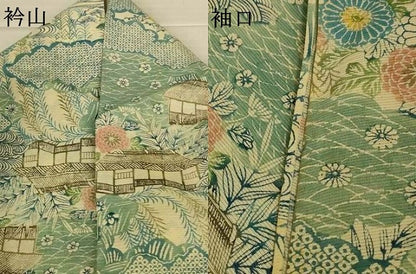 平和屋着物＊夏物　小紋　絽　秀美　手染紅型　風景文　五泉　反端付き　正絹　逸品　AABL2690jd