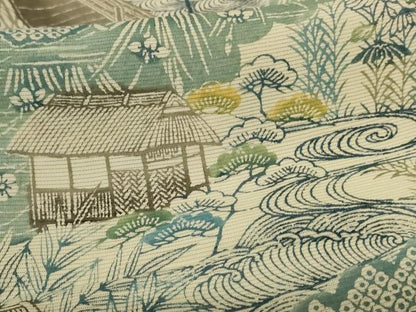 平和屋着物＊夏物　小紋　絽　秀美　手染紅型　風景文　五泉　反端付き　正絹　逸品　AABL2690jd