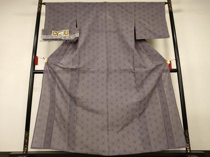 平和屋着物＊夏物　日本工芸会正会員　林宗平　本塩沢　夏塩沢　麻の葉文様　証紙付き　正絹　逸品　AABL2692jd
