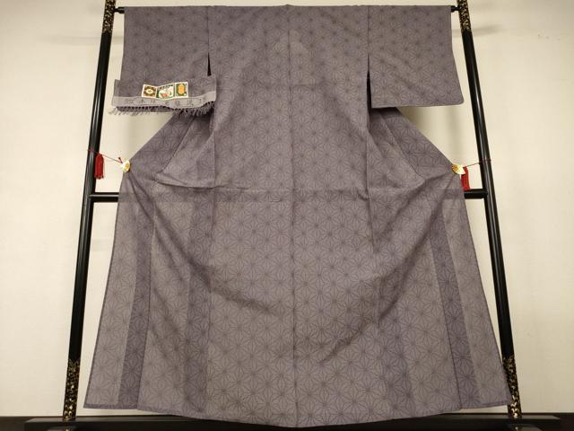 平和屋着物＊夏物　日本工芸会正会員　林宗平　本塩沢　夏塩沢　麻の葉文様　証紙付き　正絹　逸品　AABL2692jd