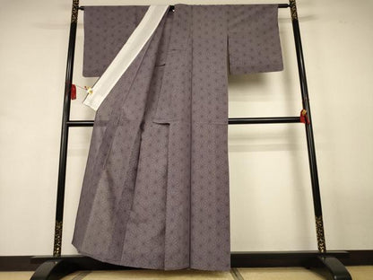 平和屋着物＊夏物　日本工芸会正会員　林宗平　本塩沢　夏塩沢　麻の葉文様　証紙付き　正絹　逸品　AABL2692jd