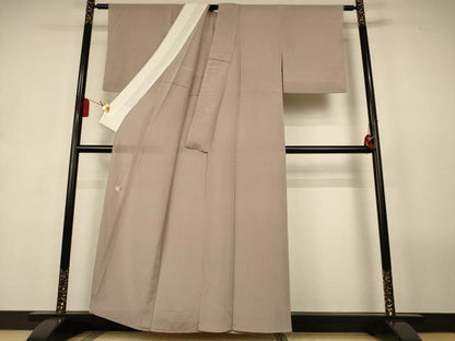平和屋着物＊夏物　本加賀友禅作家　成竹登茂男監修　色無地　絽縮緬　白茶色　正絹　逸品　AABL2695jd