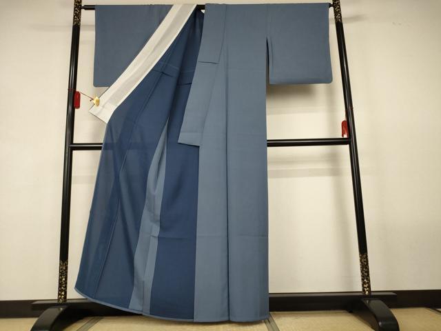 平和屋着物＊夏物　色無地　絽　藍鼠色　正絹　逸品　AABL2699jd