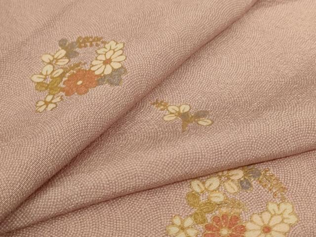 平和屋着物▽上質な小紋　単衣　草花丸文　金彩　正絹　逸品　AABL2701jd