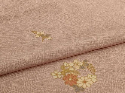 平和屋着物▽上質な小紋　単衣　草花丸文　金彩　正絹　逸品　AABL2701jd