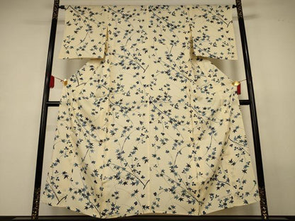 平和屋着物＊夏物　小紋　絽　枝葉文　正絹　逸品　AABL2707jd