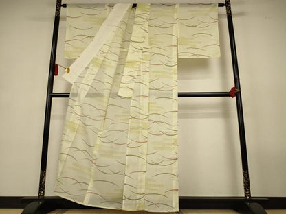 平和屋着物＊夏物　小紋　絽　芝文　洗える着物　AABL2709jd