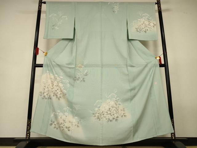 平和屋着物＊夏物　訪問着　縦絽　草花文　伊と幸　正絹　逸品　AABL2711jd