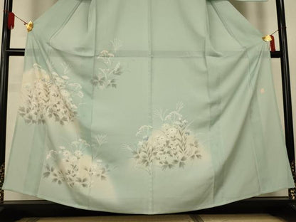 平和屋着物＊夏物　訪問着　縦絽　草花文　伊と幸　正絹　逸品　AABL2711jd