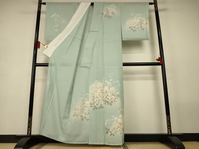 平和屋着物＊夏物　訪問着　縦絽　草花文　伊と幸　正絹　逸品　AABL2711jd