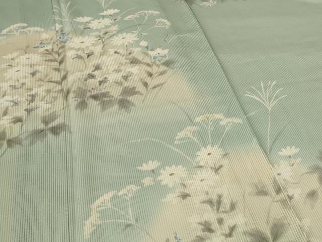 平和屋着物＊夏物　訪問着　縦絽　草花文　伊と幸　正絹　逸品　AABL2711jd