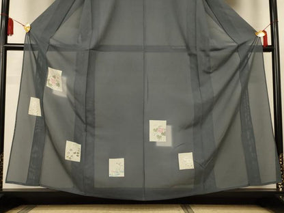 平和屋着物＊夏物　訪問着　絽　駒刺繍　色紙花文　暈し染め　正絹　逸品　AABL2712jd