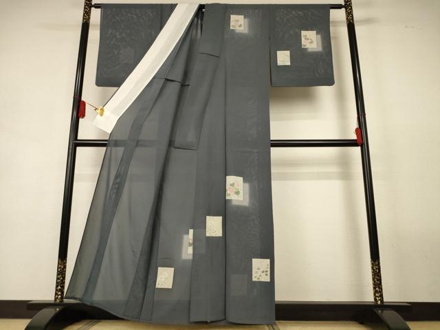 平和屋着物＊夏物　訪問着　絽　駒刺繍　色紙花文　暈し染め　正絹　逸品　AABL2712jd