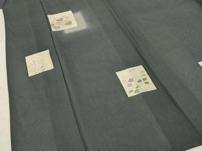 平和屋着物＊夏物　訪問着　絽　駒刺繍　色紙花文　暈し染め　正絹　逸品　AABL2712jd