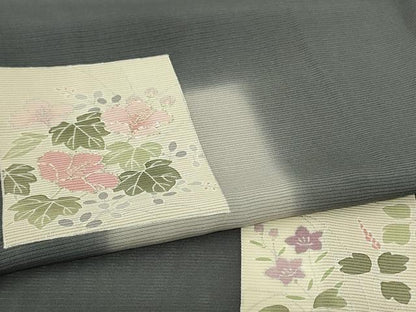 平和屋着物＊夏物　訪問着　絽　駒刺繍　色紙花文　暈し染め　正絹　逸品　AABL2712jd