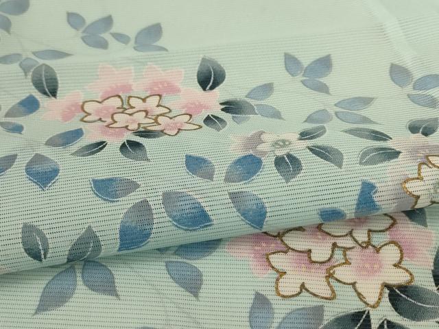 平和屋着物＊夏物　訪問着　絽　草花文　金彩　洗える着物　AABL2713jd