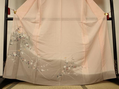 平和屋着物＊夏物　訪問着　絽　草花文　暈し染め　銀彩　正絹　逸品　AABL2714jd