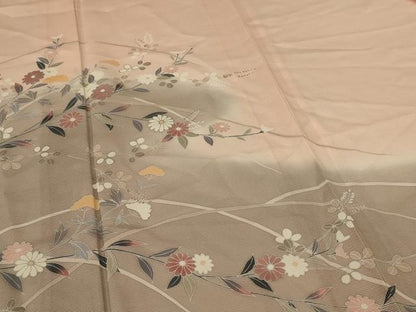 平和屋着物＊夏物　訪問着　絽　草花文　暈し染め　銀彩　正絹　逸品　AABL2714jd