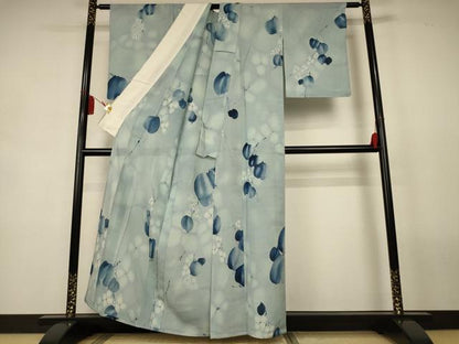 平和屋着物＊夏物　小紋　絽　草花文　正絹　逸品　AABL2717jd